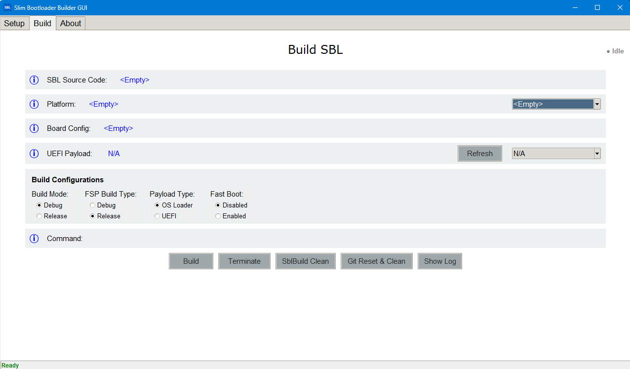 SblBuilderGui build screenshot