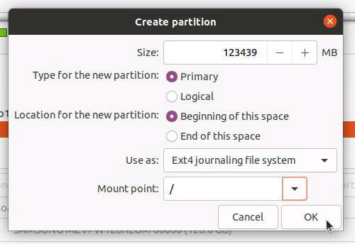 Configure the root partition