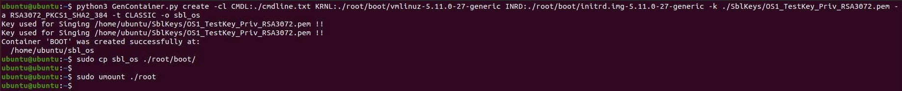 Generate container, copy to root, umount root