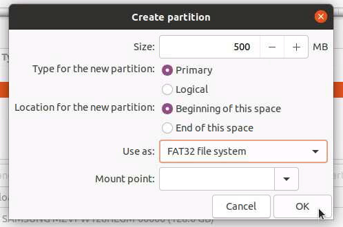 Add FAT32 partition